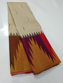 Half White Korvai Contrast Multi Color Temple Border with Body Butta Kanchipuram Silk Saree