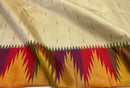 Half White Korvai Contrast Multi Color Temple Border with Body Butta Kanchipuram Silk Saree