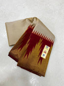 Half White Korvai Contrast Temple Border Kanchipuram Silk Saree