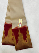 Half White Korvai Contrast Temple Border Kanchipuram Silk Saree