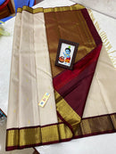 Half White Korvai Kanchipuram Silk Saree