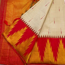Half White Korvai Contrast Temple Border with Body Butta Kanchipuram Silk Saree