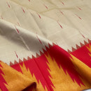 Half White Korvai Contrast Temple Border with Body Butta Kanchipuram Silk Saree