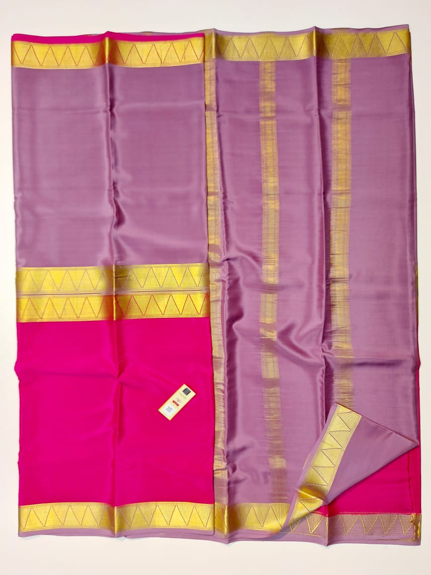 Purple Border Saree For Housekeeping & Facility Services