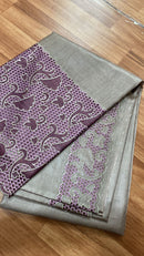 Grey Cutwork Tussar Silk Saree