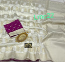 Half White Moonga Crepe Silk Designer Saree