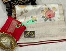 Half White Moonga Crepe Silk Designer Saree