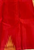 Half White Korvai Contrast Temple Border with Body Butta Kanchipuram Silk Saree