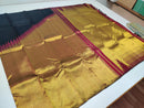 Black Maroon Korvai Raising Temple Border Kanchipuram Silk Saree