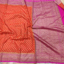 Orange Khaddi Georgette Silk Saree