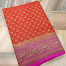 Orange Khaddi Georgette Silk Saree