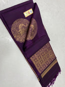 Borderless Wine Soft Silk Saree with Unique Peacock Butta