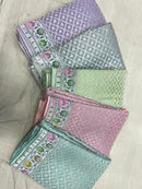 Designer Khaddi Georgette Sarees with Silver Zari Weaving & Paithani Style Border