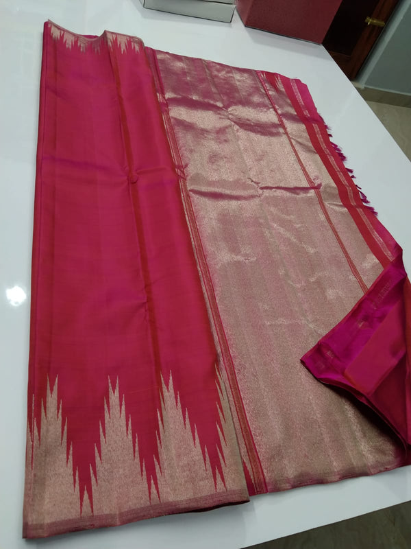 Pink Temple Border Kanchipuram Silk Saree