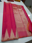 Dual Shade Pink Temple Border Kanchipuram Silk Saree