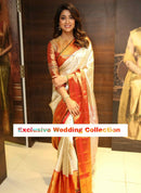 Half White Bridal Tissue Kanchipuram Silk Saree