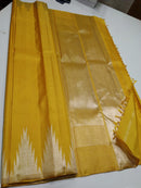 Mustard Yellow Temple Border Kanchipuram Silk Saree