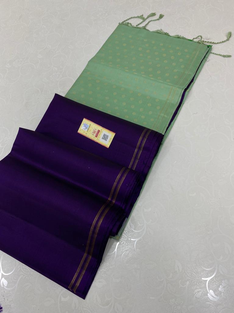 Plain Soft Silk Saree with Contrast Designer Pallu & Blouse