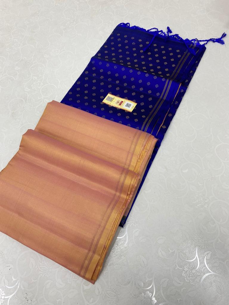 Plain Soft Silk Saree with Contrast Designer Pallu & Blouse