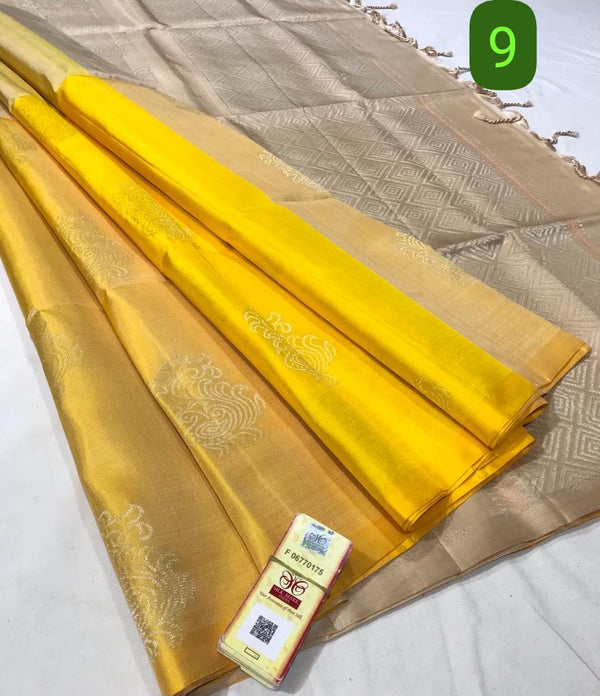 Multi Shade Pure Handloom Peacock Butta Soft Silk Sarees