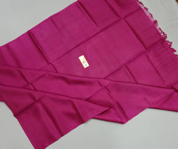 Pink Plain Soft Silk Saree