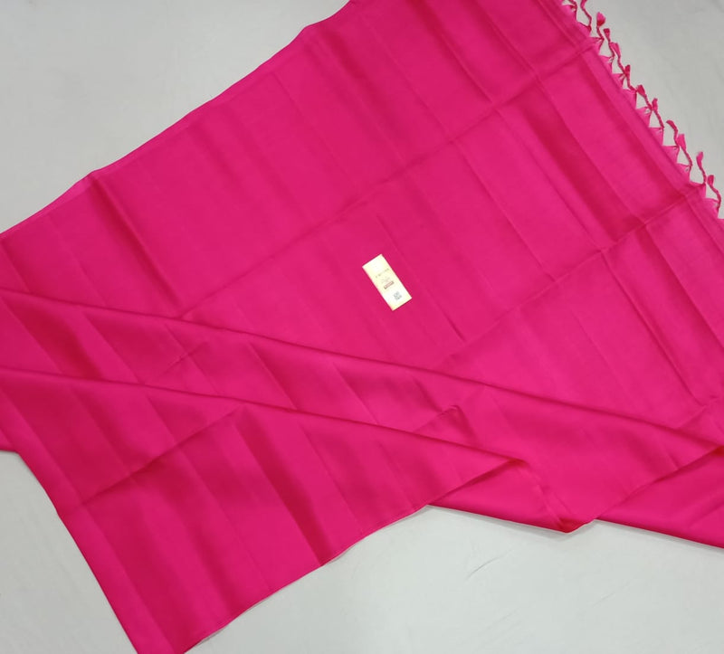 Dark Pink Plain Soft Silk Saree