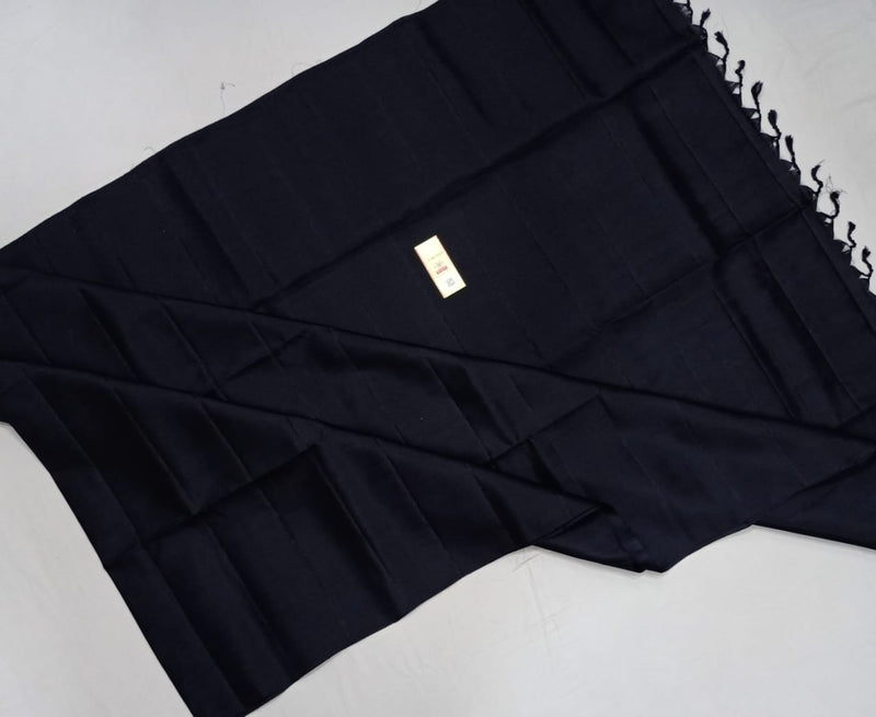 Black Plain Soft Silk Saree