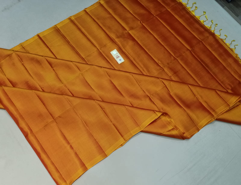 Mustard Yellow Plain Soft Silk Saree