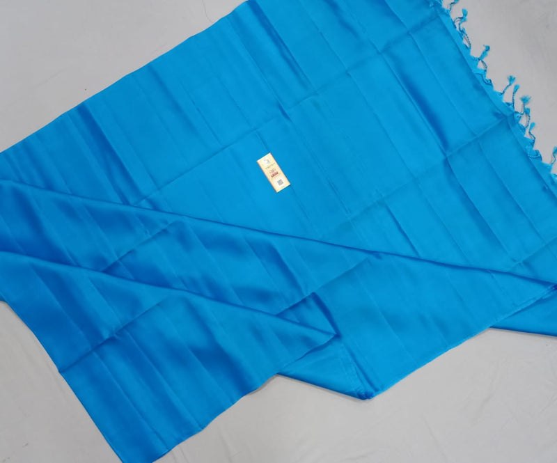 Blue Plain Soft Silk Saree