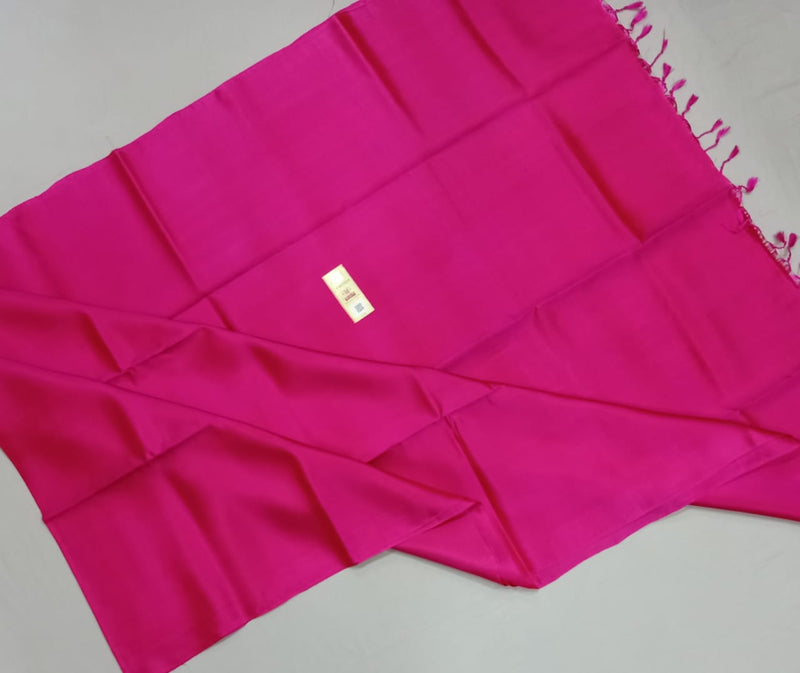 Pink Plain Soft Silk Saree