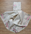 Catalogue - Tissue Silk Stripe Embroidery Cutwork Border Scallop Sarees