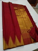 Reddish Marron Temple Border Kanchipuram Silk Saree