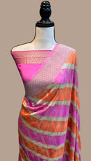 Pink Rangkat Banarasi Pure Khaddi Georgette Silk Saree