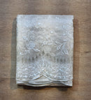 Tissue Organza Stripe Cutwork Jaal Embroidery With Scallop Border