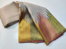 Half White Beige 8 Kol Korvai Temple Border Pure Kanchipuram Silk Saree