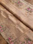 Catalogue - Tissue Silk Stripe Embroidery Cutwork Border Scallop Sarees