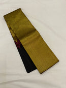 Black Maroon Korvai Raising Temple Border Kanchipuram Silk Saree