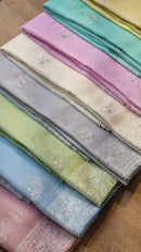 Catalogue - Organza Sarees with Peacock Chikankari Embroidery Work