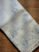 Half White Organza Saree with Peacock Chikankari Embroidery Work