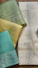 Catalogue - Organza Sarees with Peacock Chikankari Embroidery Work