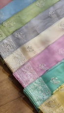 Catalogue - Organza Sarees with Peacock Chikankari Embroidery Work