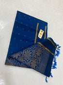 Peacock Blue Kanchipuram Soft Silk Saree