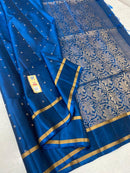 Peacock Blue Kanchipuram Soft Silk Saree