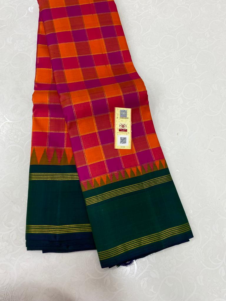 Checked Pattern Handloom Kanchipuram Silk Sarees