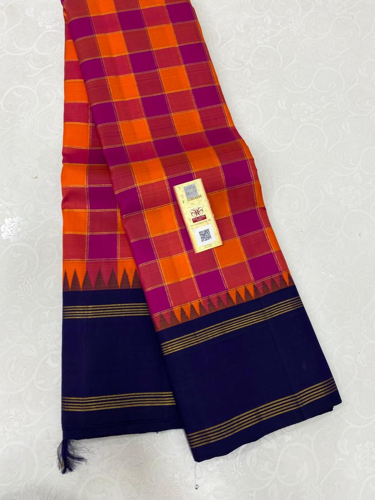 Checked Pattern Handloom Kanchipuram Silk Sarees