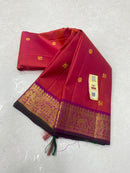 Orange Pink Dual Shade Handloom Kanchipuram Silk Saree