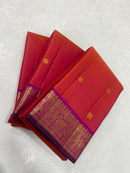 Orange Pink Dual Shade Handloom Kanchipuram Silk Saree