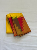 Yellow Korvai Multi Color Temple Border Kanchipuram Silk Saree