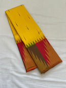 Yellow Korvai Multi Color Temple Border Kanchipuram Silk Saree