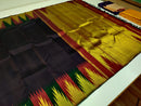 Black Traditional Korvai Multicolor Temple Border Handloom Kanchipuram Silk Saree